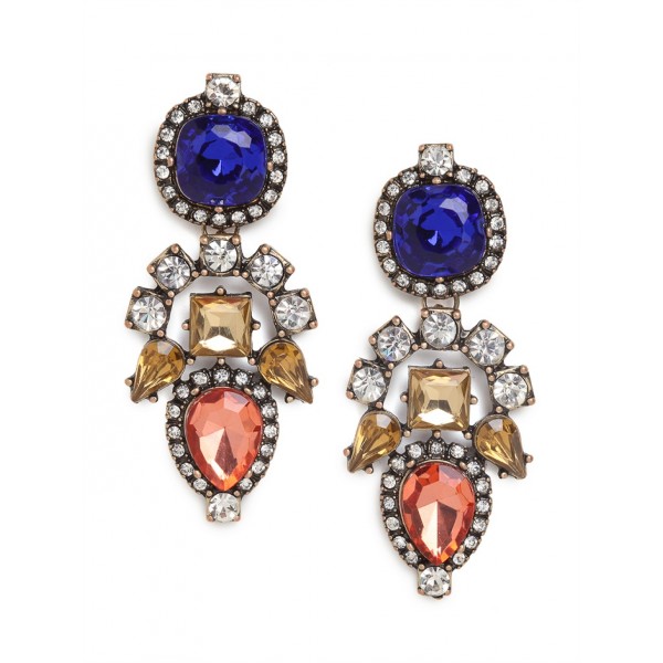 ‘Sonoran’ Abstract Gemstone Pave Statement Stud Earrings 